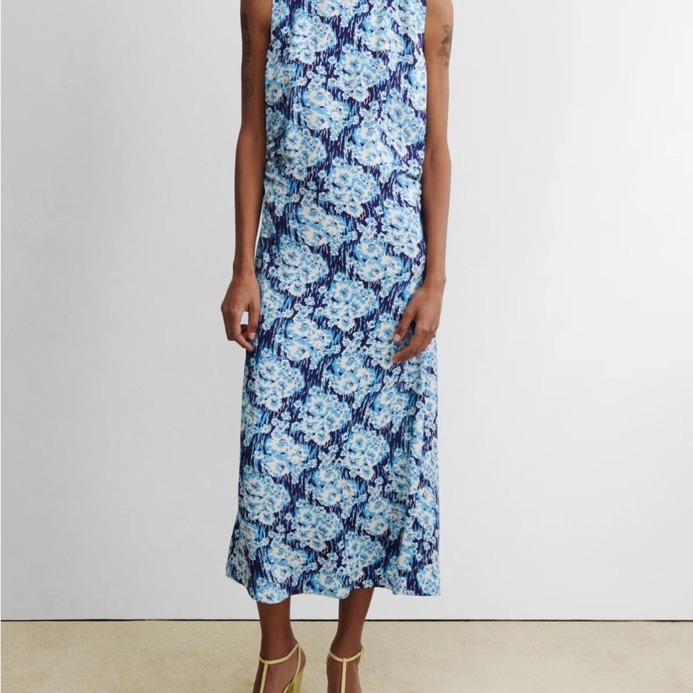 Rachel Comey Blue and White Halter Sundress Midi